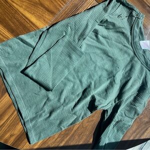 Green Long Sleeve Waffle Knit Top